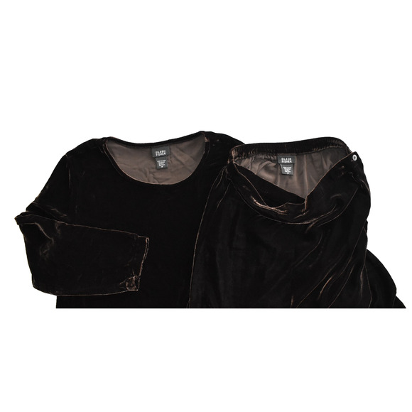 B2 Auth EILEEN FISHER Brown Velvet LS Blouse And Wrap Skirt 2 Pc Set Size M - Picture 4 of 7